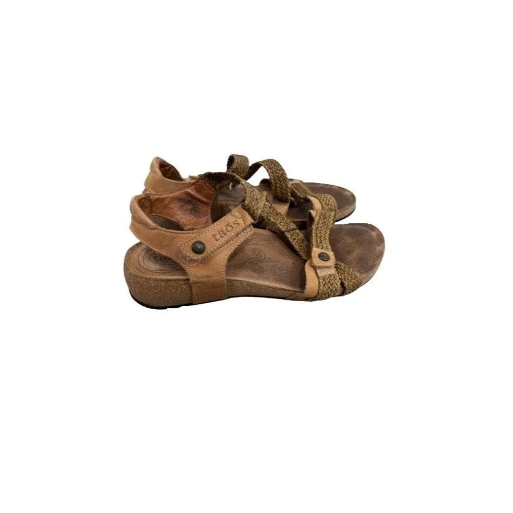 Taos Trulie Leather Comfort Wedge Walk Sandals Taos Shoes Spain Size 8.5